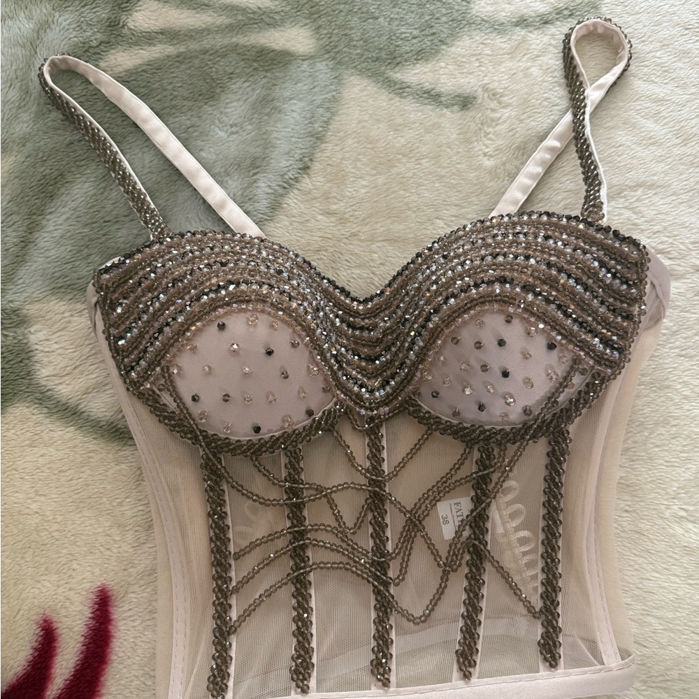 Embellished Chain Strap Blouse - Silver